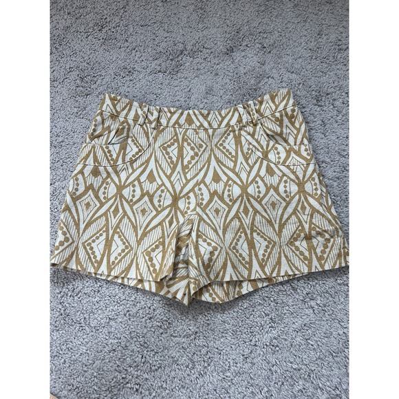 Anthropologie Pants - Anthropologie Elevenses Women's Tiled Tide Shorts‎ Golden Mustard Geometric Sz 2